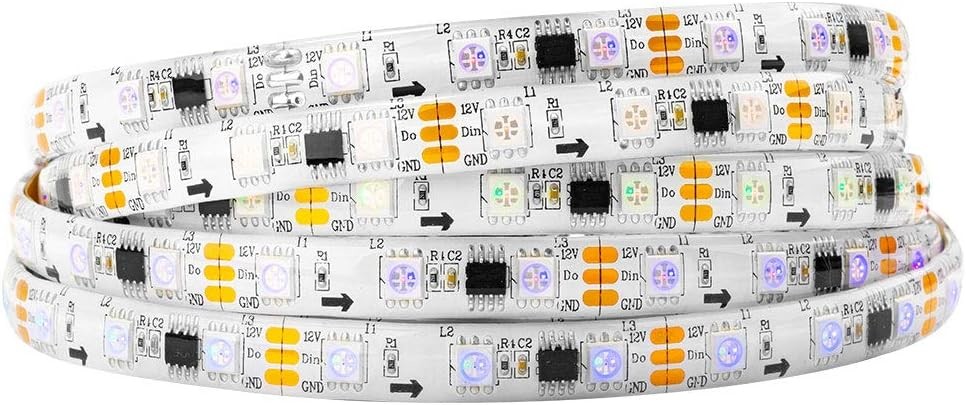 WS2811 IC=RGB IC Addressable Dream Color LED Strip 60LEDs/m IP65 Splash Proof white PCB Flexible DC12V Chasing Effect