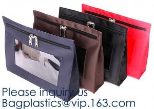 China Zipper Security Bank Deposit Bag, Cash Bag, Utility Pouch, Money Bag With Key Lock, Bank Supplies on sale