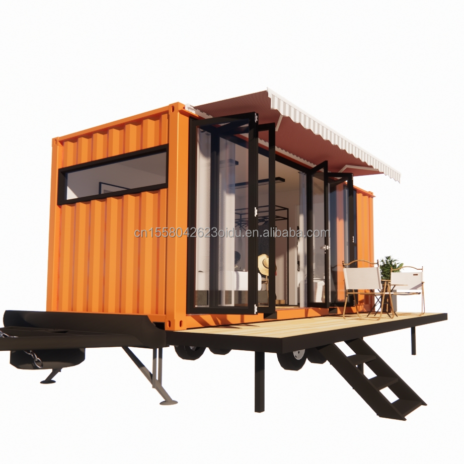 Modern Mini Mobile Tiny Trailer Container House with Steel Frame Galvanized Steel Bending and Sandwich Panel Material Wheels