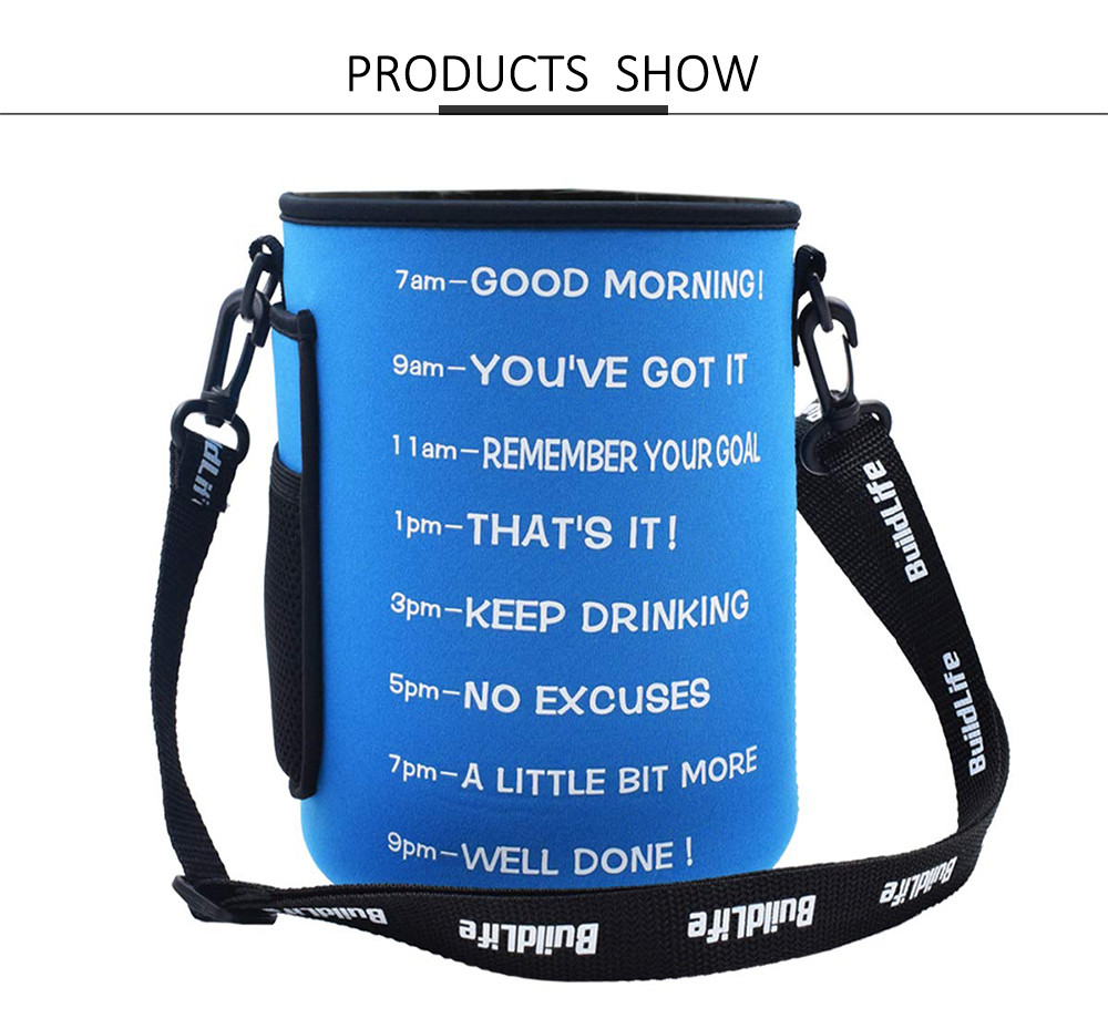 128oz Blue Neoprene Water Bottle Carrier With Adjustable Shoulder