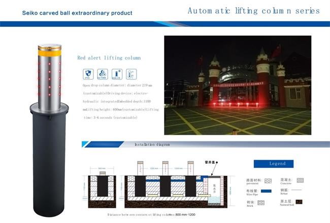 60cm Interception Rising Bollard System IP68 Lift Up Bollards