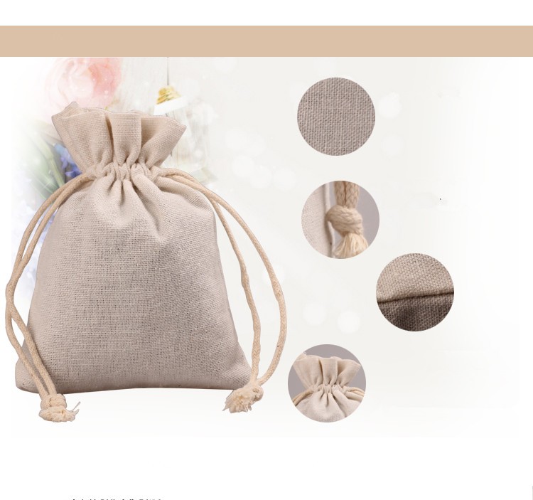 Customize Linen Mini Drawstring Bag Gift Pouch Jewelry Bag Cotton Pocket