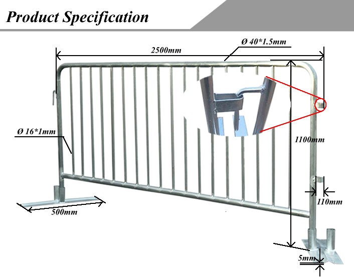 Galvanized stainless steel construction barricades/used crowd control barriers