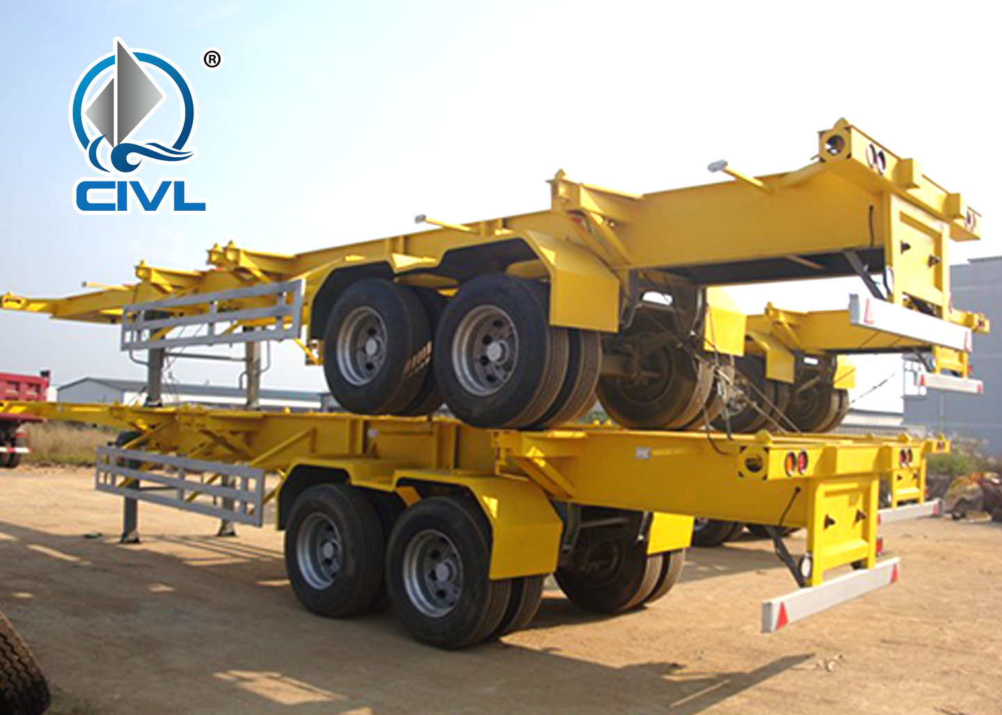 2 / 3 Axles Skeleton Container Semi Trailer Trucks , container transport
