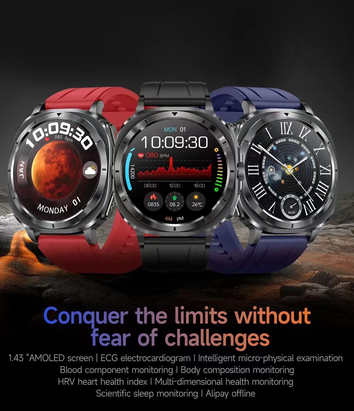 ET492 Blood Pressure Blood Oxygen Smart Watch With Emergency SOS