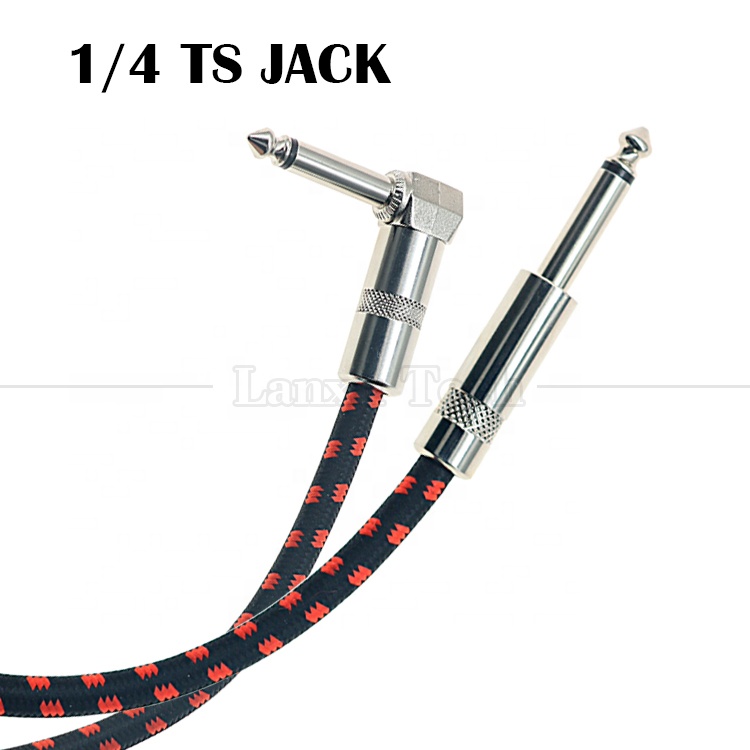 OEM 3ft 10ft 5m 1/4 6.35mm Mono TS Jack Lead Braided Electric Instrument Accessory Amp Effect Amplifier Guitar Patch Cable