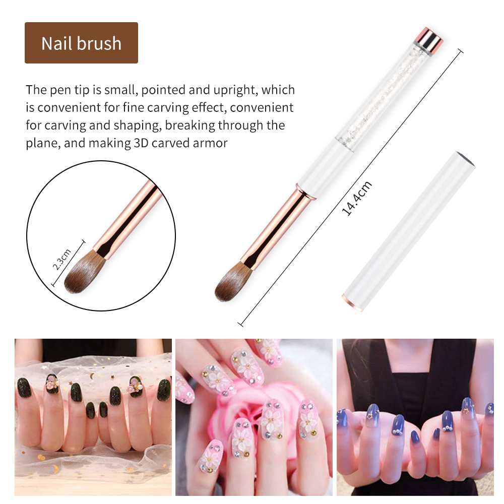Rose Gold Kolinsky Acrylic Brush Rhinestone Handle Size 16 Customizable