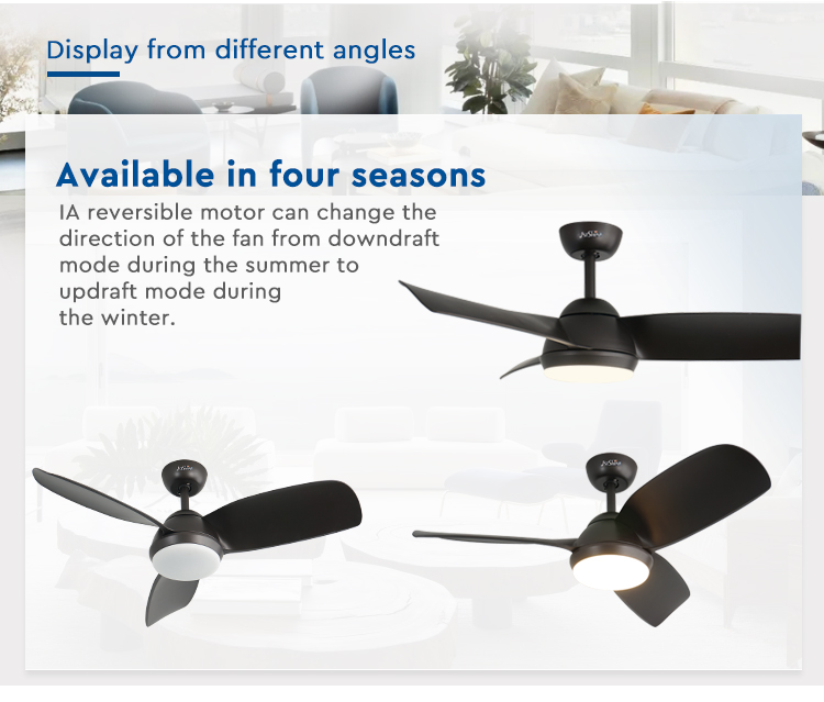 Pure Copper Motor 42-inch LED Ceiling Fan with Black ABS Blades and Metal Plastic Body