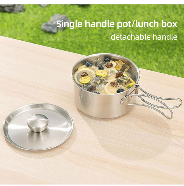 Amazon TOP Seller 304 Stainless Steel Non Stick Fry Pan Outdoor Cooking Set Camping Cookware Set For Hiking