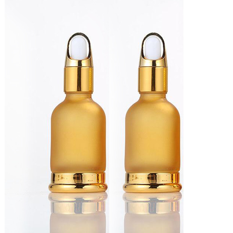 Luxury Gold Dropper Frosted Glass Essential Oil Bottle Round Shape