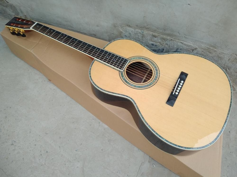 Top quality 39" 000 style acoustic guitar,Solid spruce top,Abalone inlays and Ebony fingerboard acoustic gu