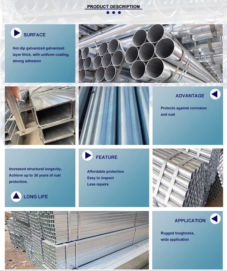 3x3 Inch Hot Dipped Galvanized Square Steel Pipes 0.5mm Zinc Coating Enhanced Protection for Construction Structure