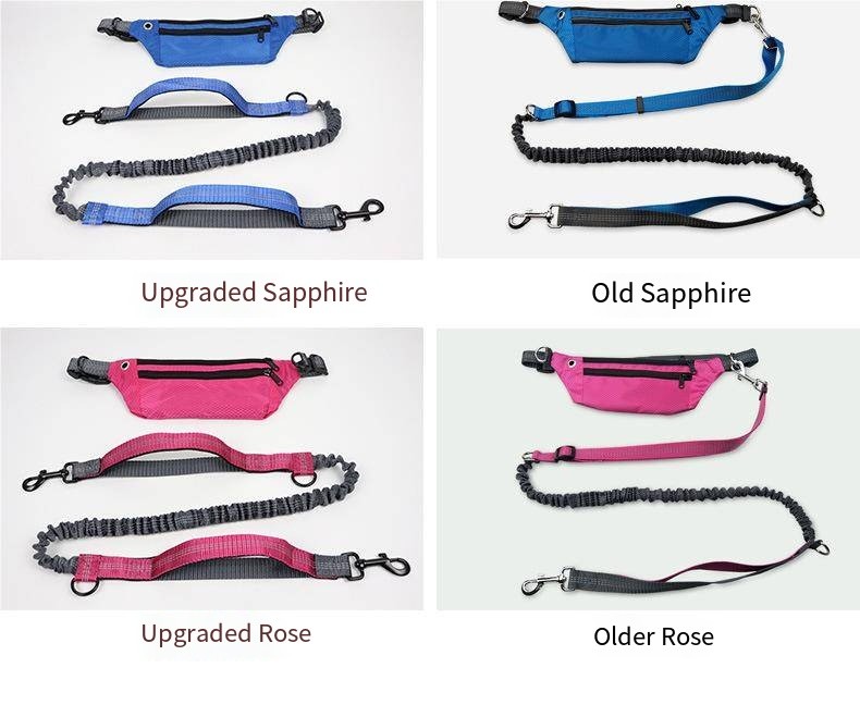 Pet Reflective Hands Free Leash With Waist Bag And Telescopic Adjustment For Dog Sports Running Leash