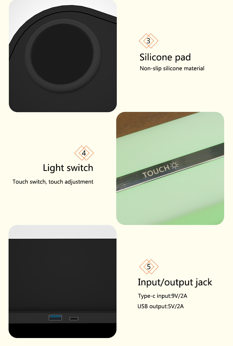 Black Protection Wireless Charger Modern Digital Clock Table Desk Night Lamp 3 In 1 Led Desk Lamp With Wireless Charger