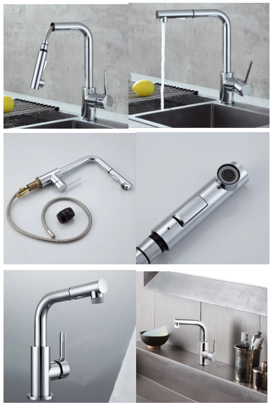 L Shape Pull Out Lavatory Wash Basin Mixer Faucet For Earthenware Ammunition Cartridge