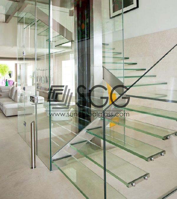 customized size tempered glass for glass steps