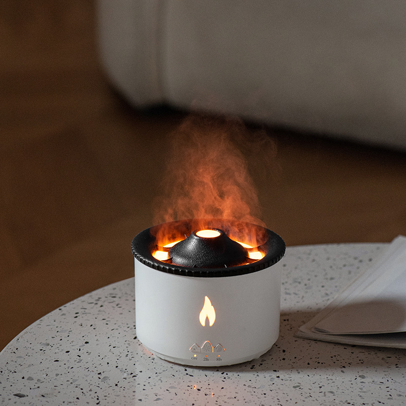 Flame LED Light 350ml Volcano Humidifier with Style Flame Aroma Diffuser and Night Lamp