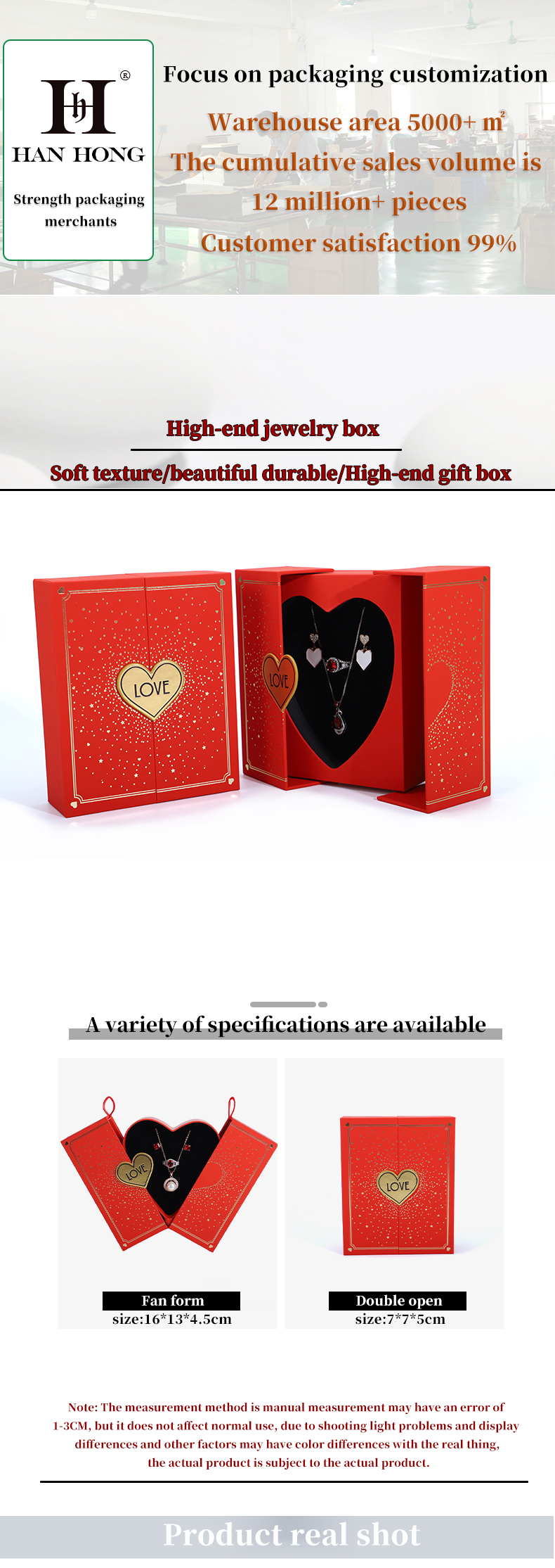 Heart Shaped Red Rose Flower Jewelry Box Packaging For Valentine's Day Necklace