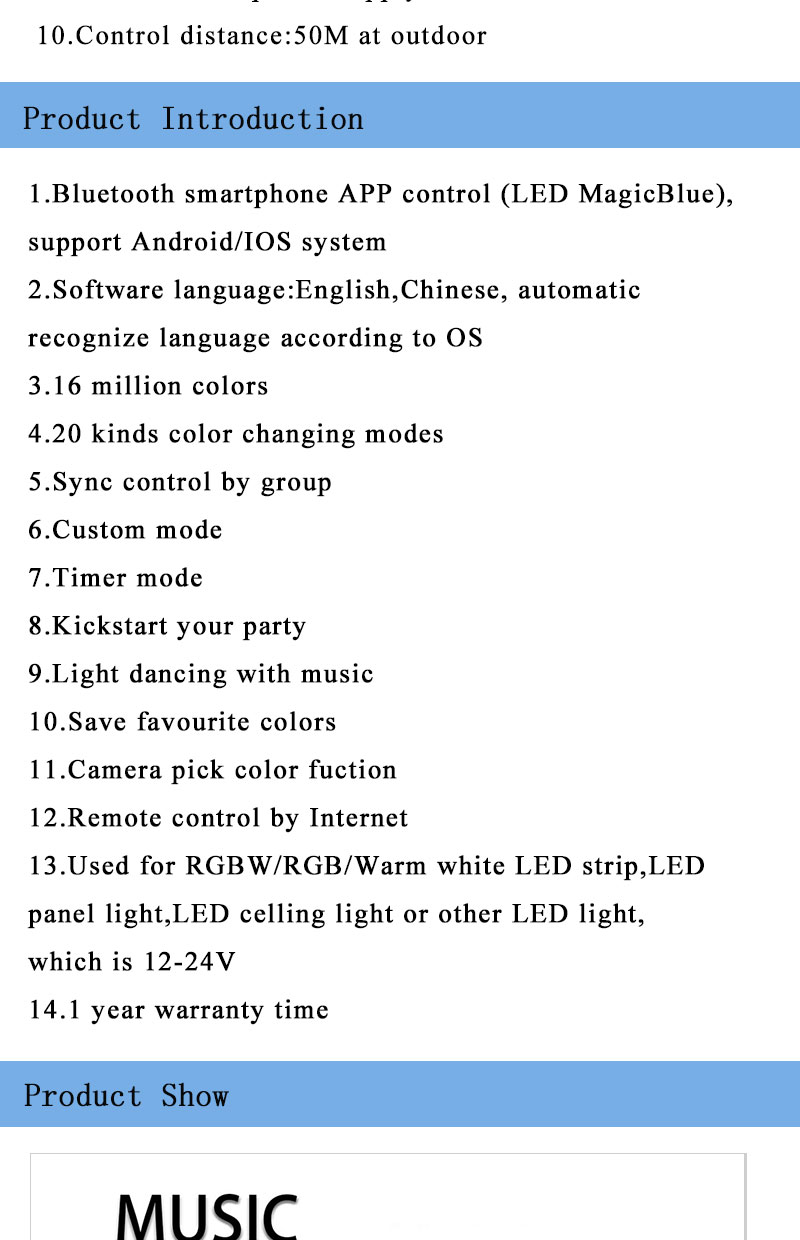 Mini Bluetooth LED Strip Smart Controller For RGB RGBW Strip Lights