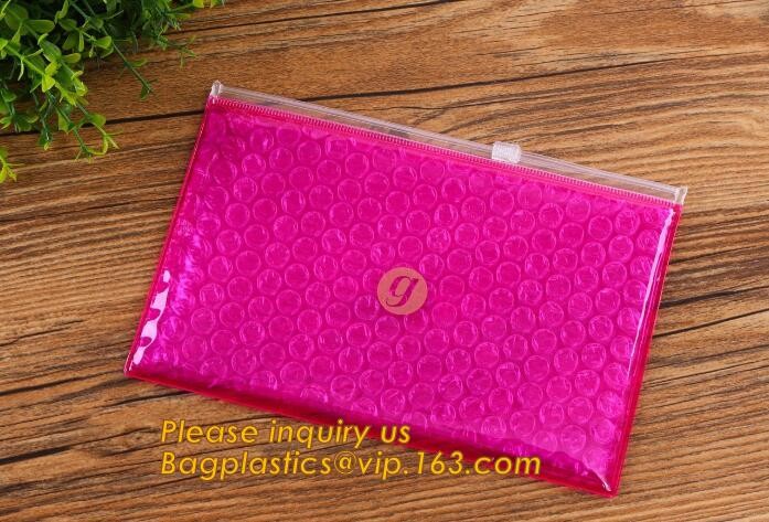 Holographic Factory Shiny gold Cosmetic bag Zipper Bubble Bag zip-lock Slider Padded Mailer metallic bubble zipper bagea