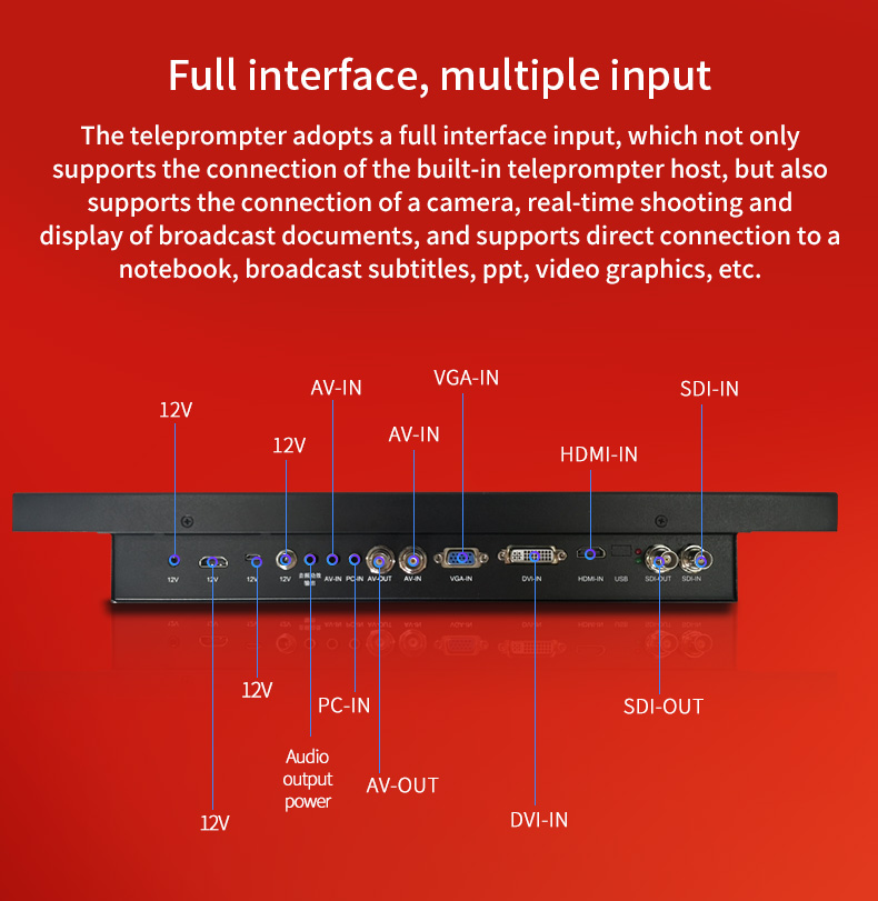 Private Mold 22 inch Teleprompter for Multi-languages Support in TV Video Conferences