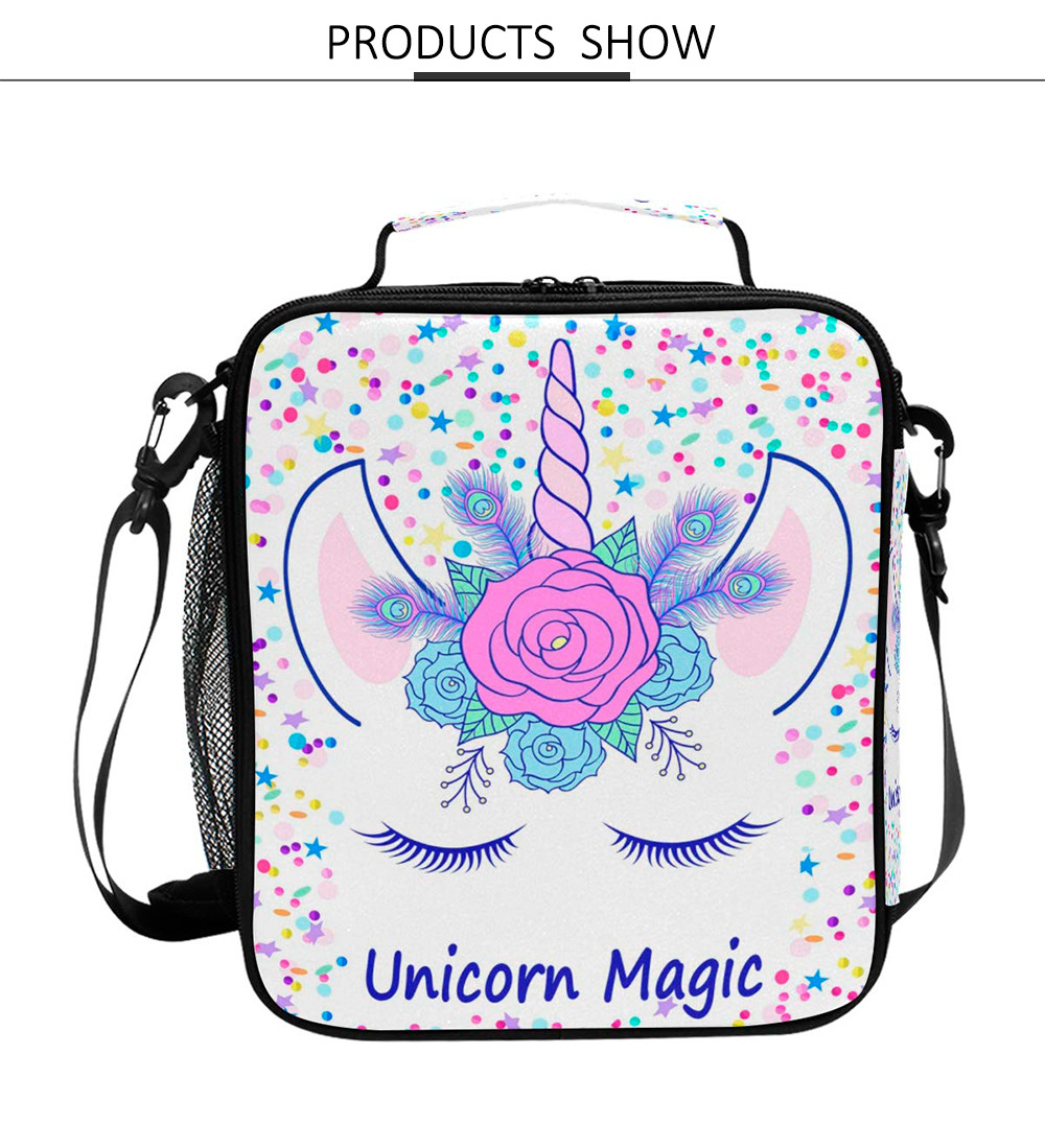Unicorn Kids Insulated Tote Lunch Bag For Picnic