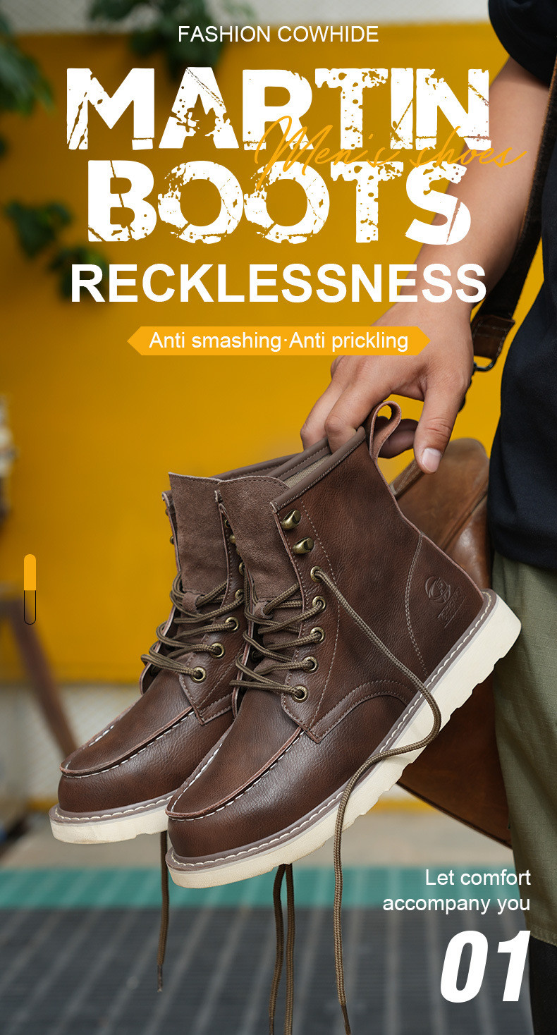 Kevlar Midsole Rubber Work Shoes In Brown Cowhide For Superior Safety Features