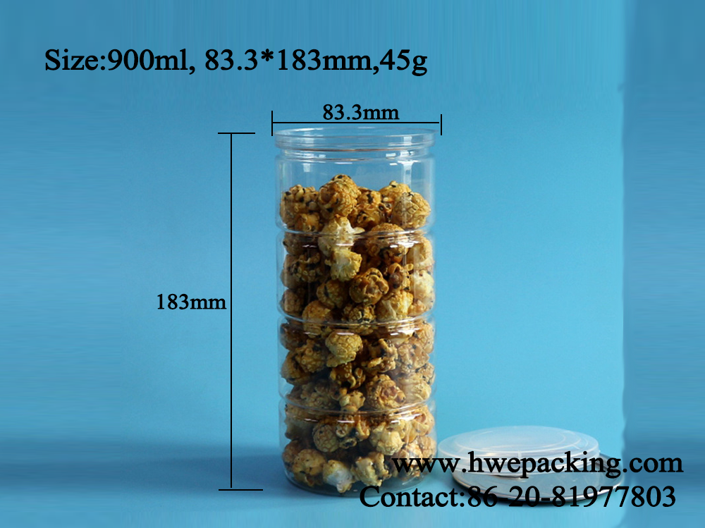 BPA Free Round Clear Plastic Cans 900ml 30.7oz Potato Coconut Chips EOE