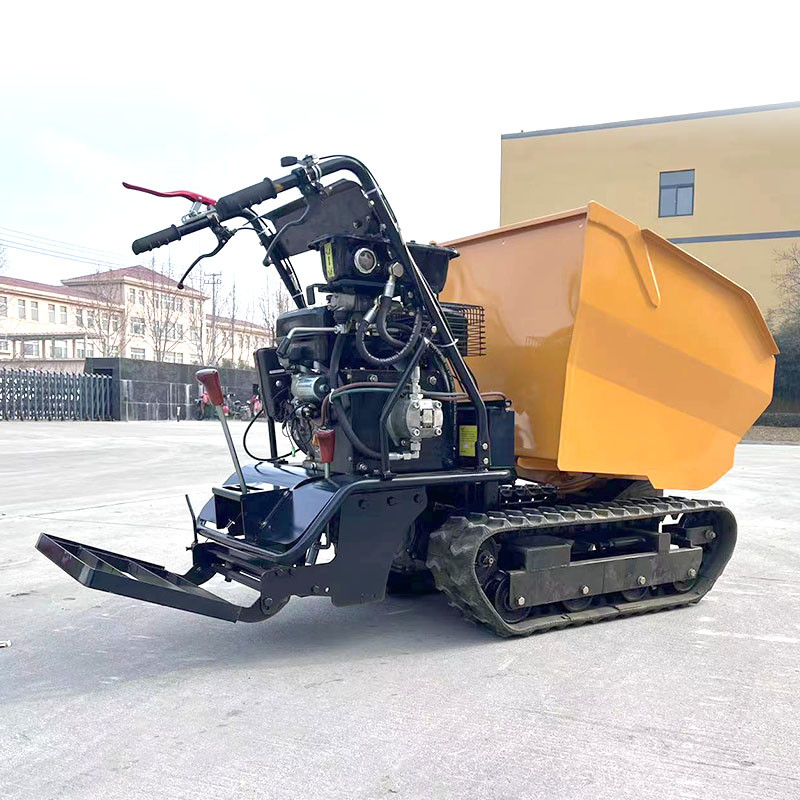 Steel Chassis Gasoline Fuel Small Tracked Dump Truck 500kg Adjustable Speed