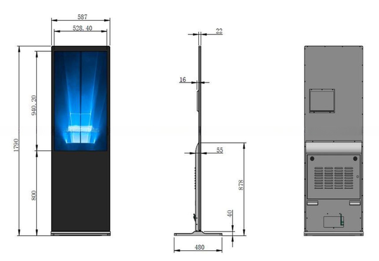UHD 4K LED 43" inch floor Stand LCD digital advertising player signage