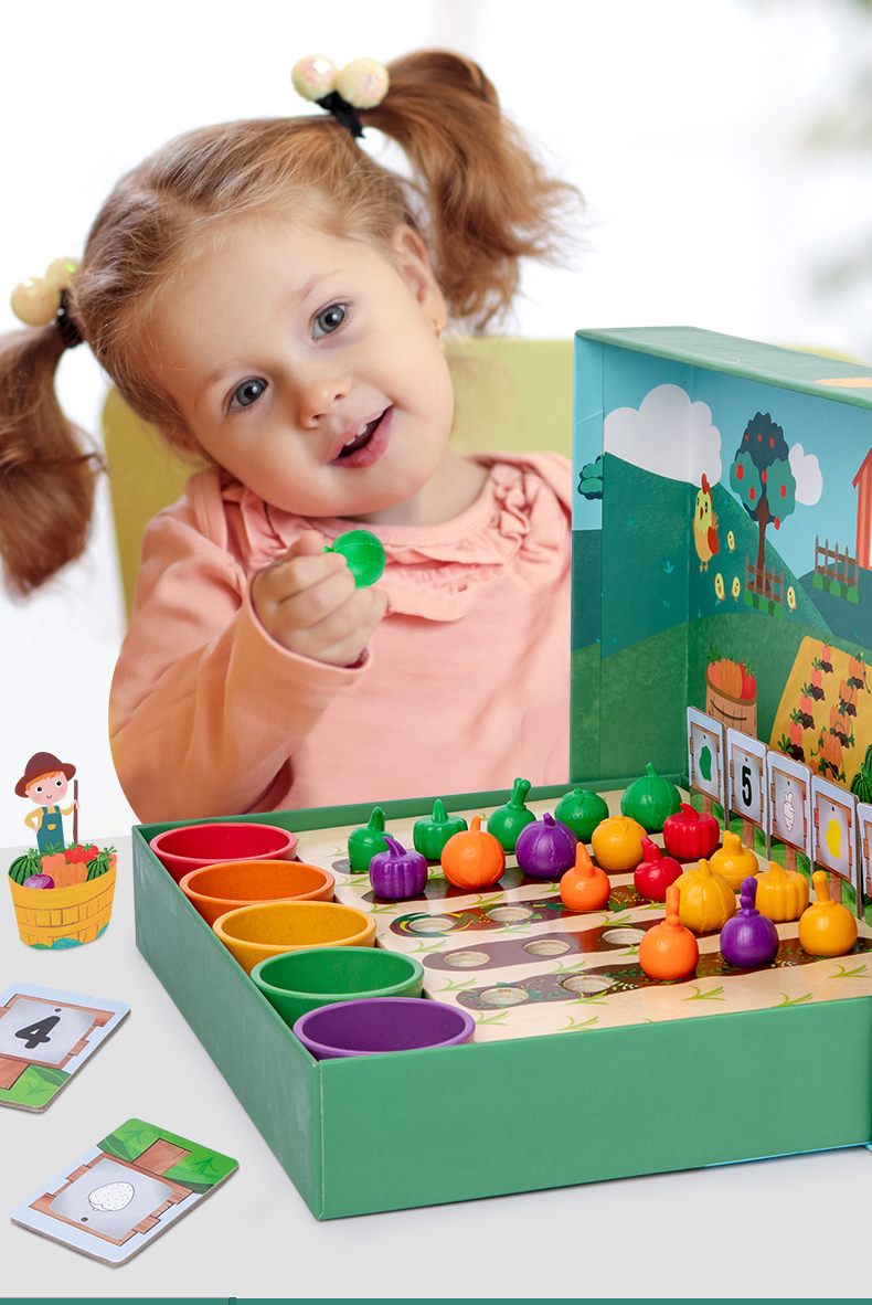Simulate Farm Kids Wooden Toys Fruits Vegetables Harvest Grow Toys