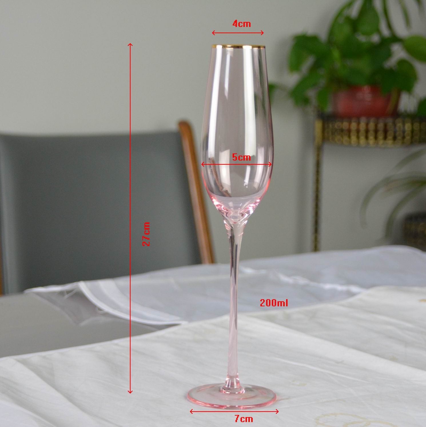 Gold Rim Pink Crystal Wine Glass For Holiday Party