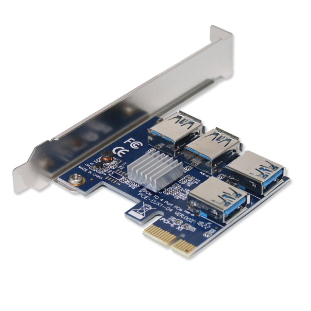 Long Life PCI Express 16X Riser Card 6pin SATA 15pin 4pin 3 Port Power Supply