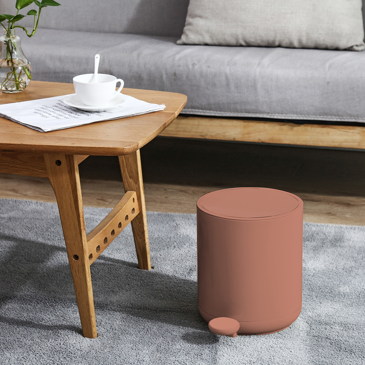 Contemporary Living Room Organizer Step On Garbage Can With Soft Close