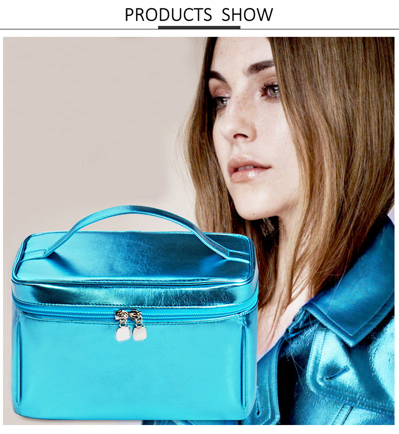 Waterproof Blue Cylinder Bucket Wash PU Leather Bag