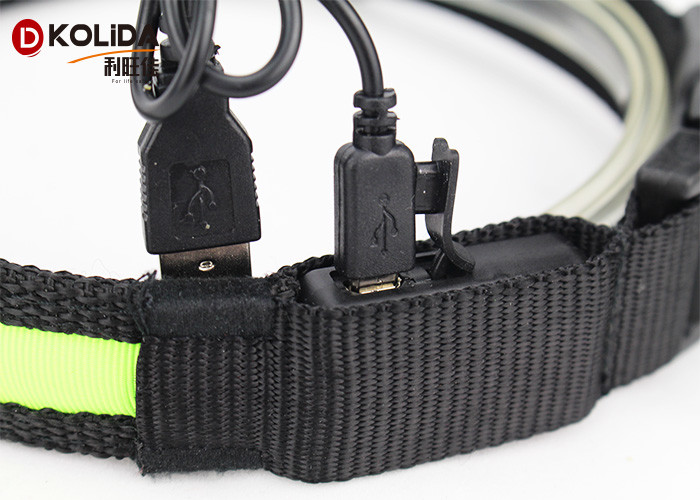 Waterproof USB Rechargeable LED Dog Collar Nylon Dog Neck Strap With LED Flashing Light