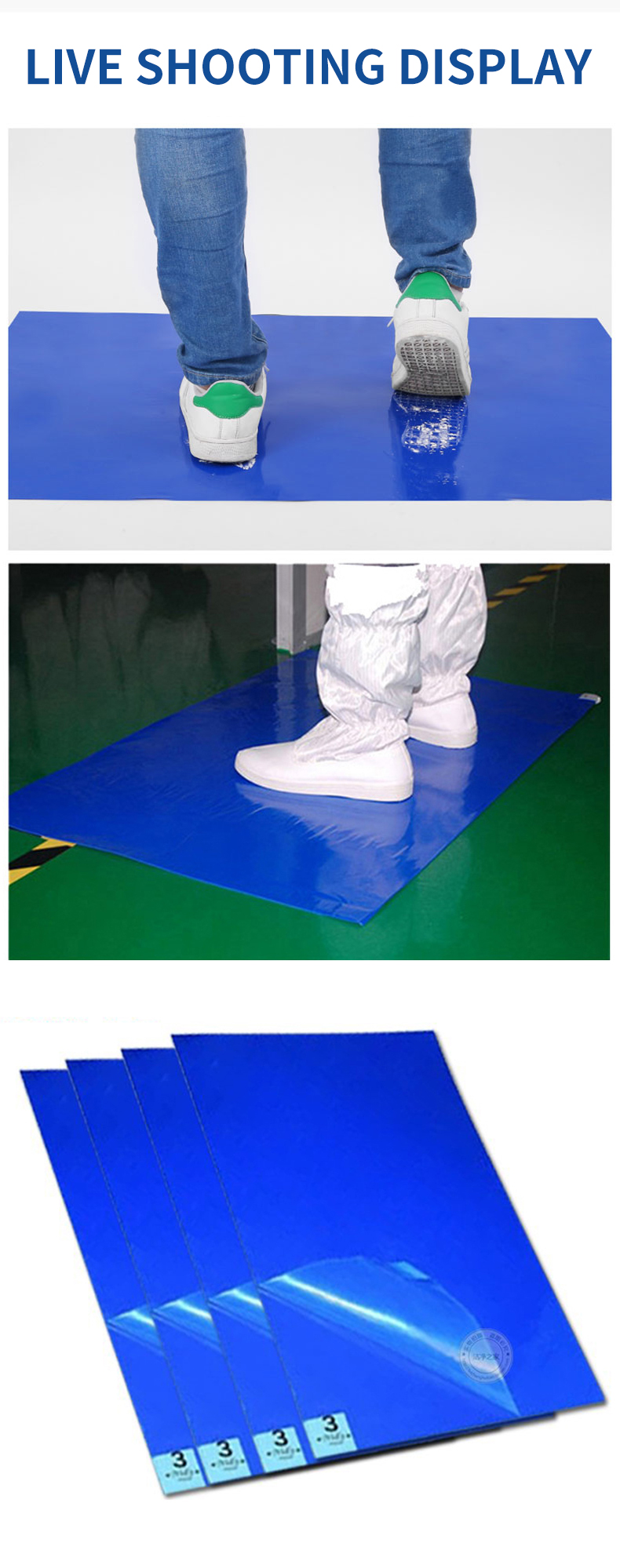 H-1201 Reusable PE Film Floor Mat Numbered Labels Tear Resistant Design for Cleanrooms and Home