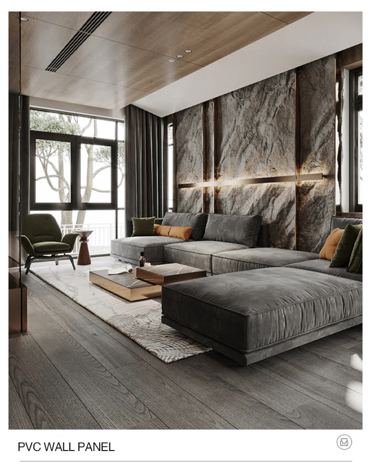 Bamboo Charcoal Fiber Marble PVC Wall Panels Anti Static Heat Insulation
