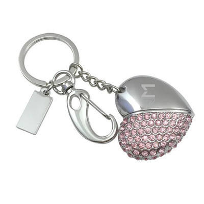 Promotional Diamond Heart Shape USB Flash Drives Logo Customized