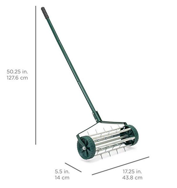 Professional Manual Rolling Spike Lawn Aerator Stable 6" Roller Diameter