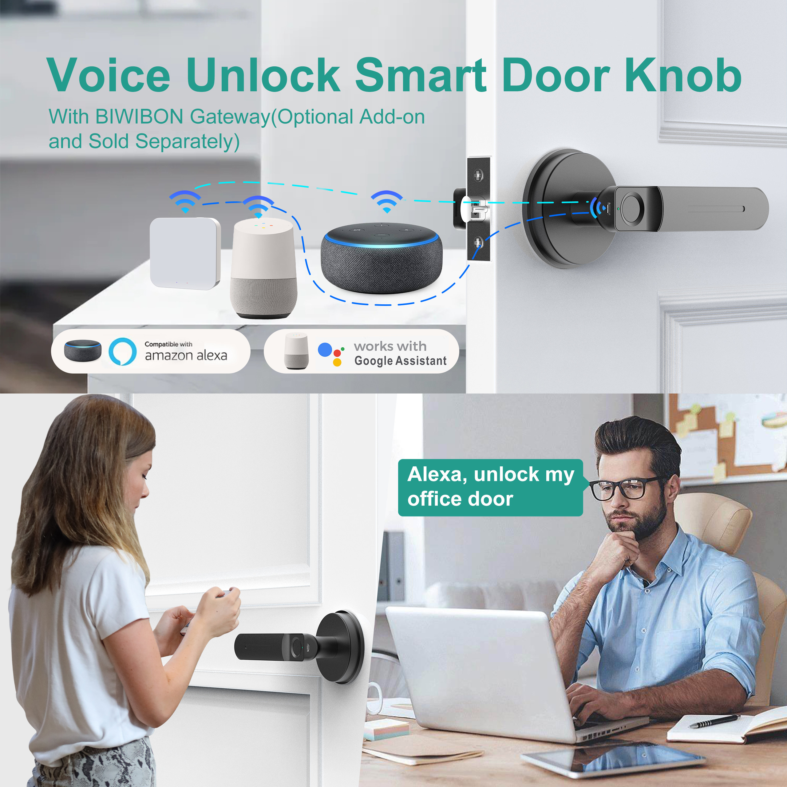 App Function, Smart Fingerprint Door Lock,Keyless Door Lock with Handle,Room Door Lock for Bedroom / Office