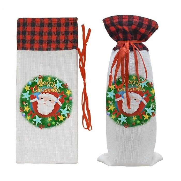 Customised Blank Linen Sublimation Wine Bottle Bag For Sublimation Photo Printing