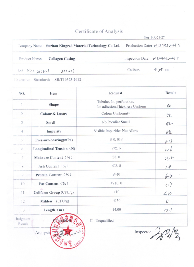 16mm Food Grade Collagen Casing Edible For Smoked Sausages