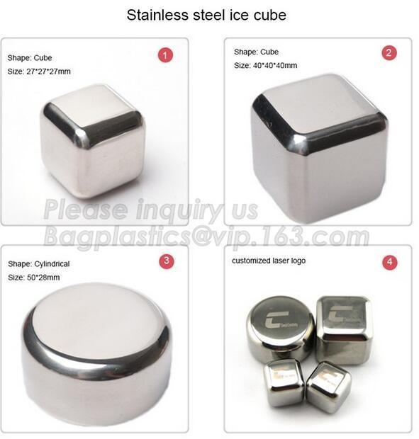 4pcs/set plastic box ice cube chilling stone set, FDA LFGB Stainless Steel Ice Cube Whisky Stone bar accessories, bageas