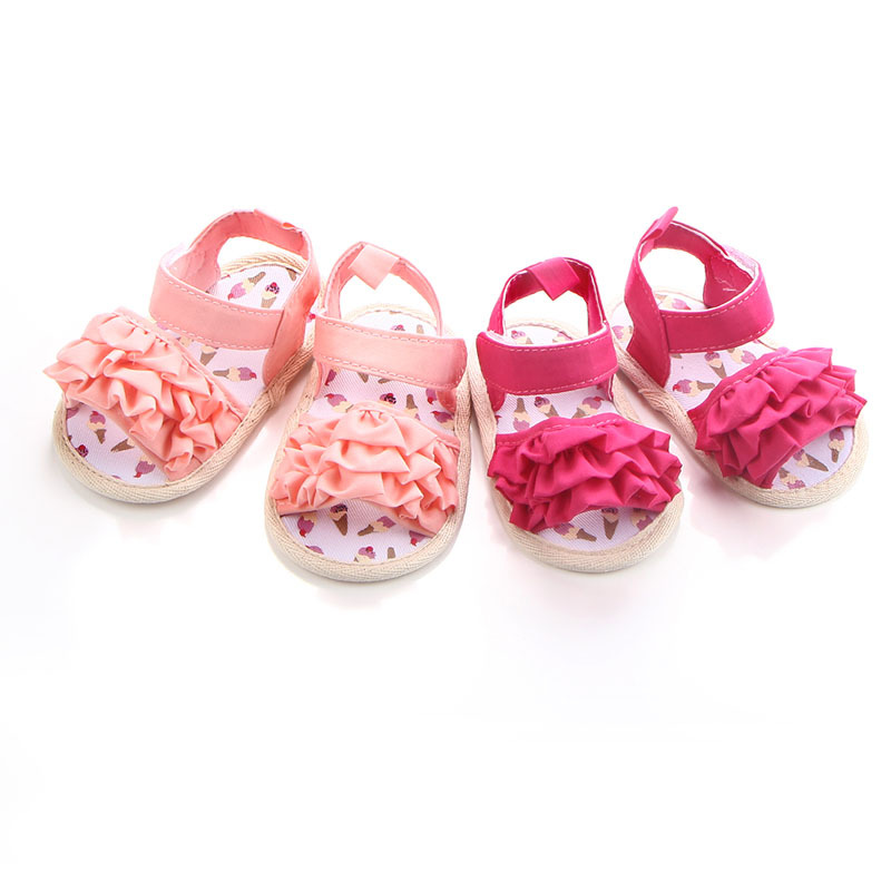 New designed Lace flower soft-sole 0-2 years girl infant prewalker baby sandals
