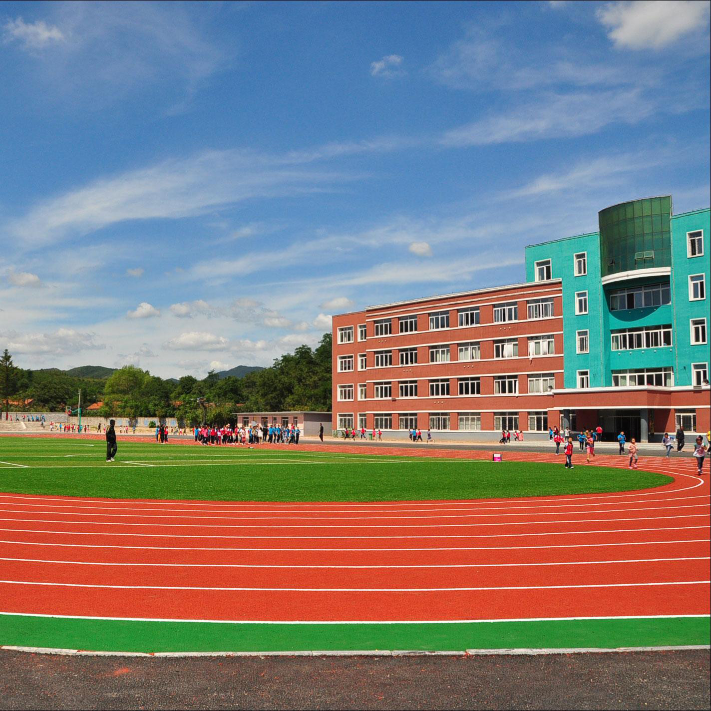 Multicolor Synthetic Sports Flooring Recycled Rubber Outdoor Flooring