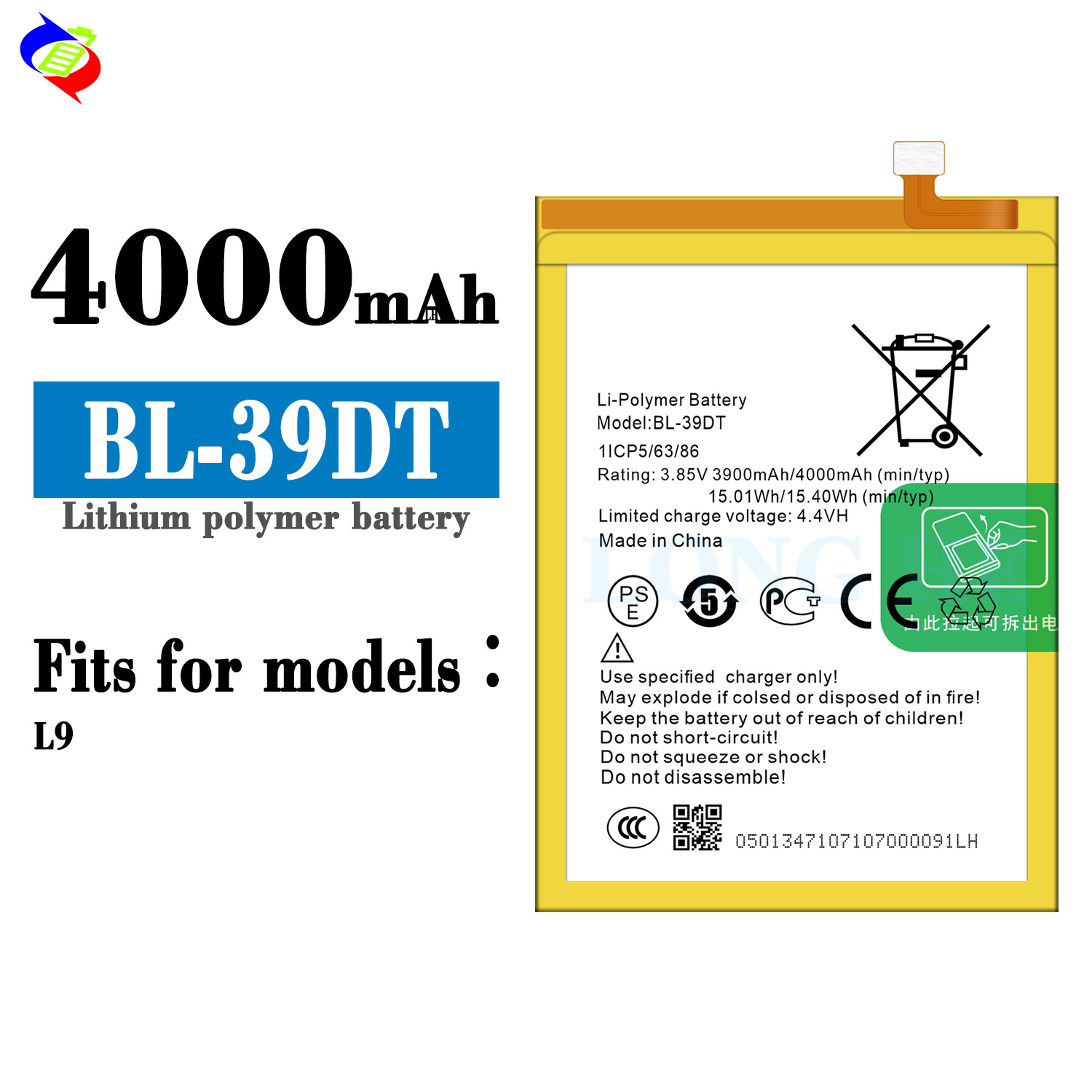 BL-39DT Original Li-ion Polymer Battery 3900mAh 4.35V for Tecno L9 Mobile Phone A