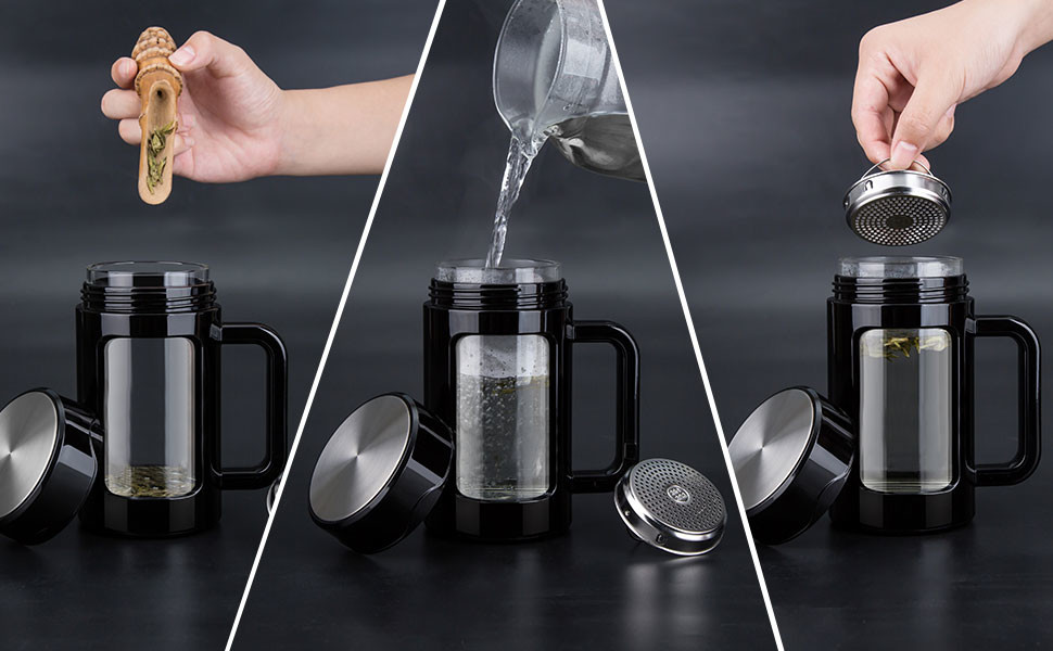 Multipurpose Office Business Gift Portable Glass Water Bottle With Handle Glass Bottle With Tea Strainer Unique Tea Separation Design And Functionalit