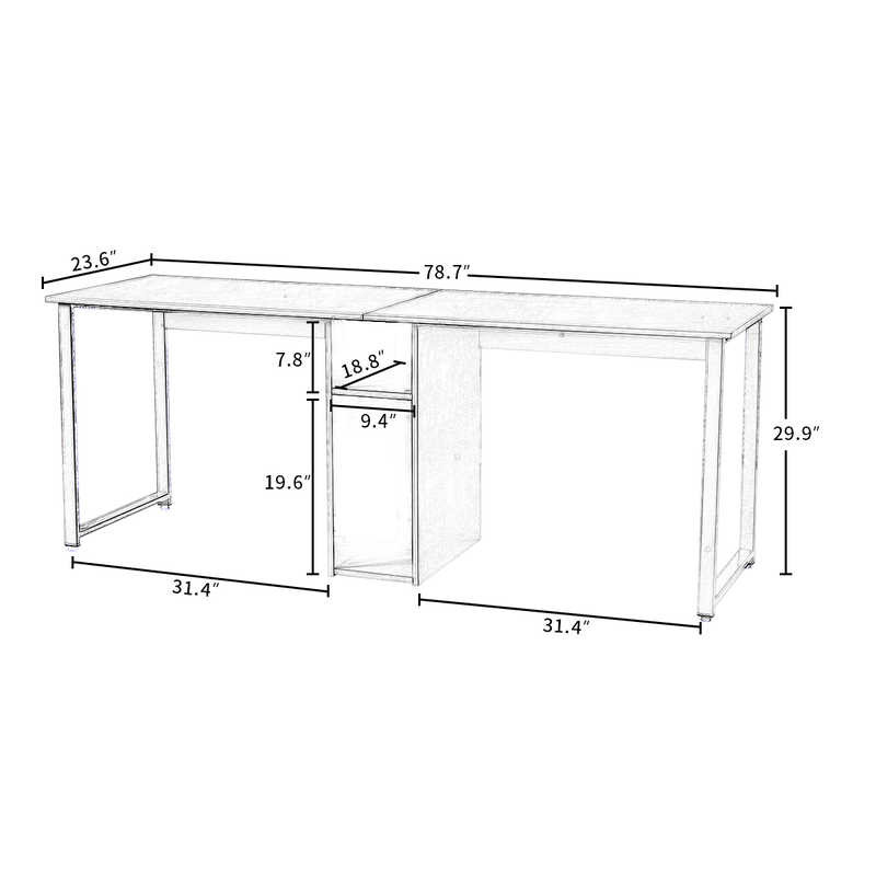 Black 300LBS Capacity 2 Person Computer Desk / Two Person Office Desk