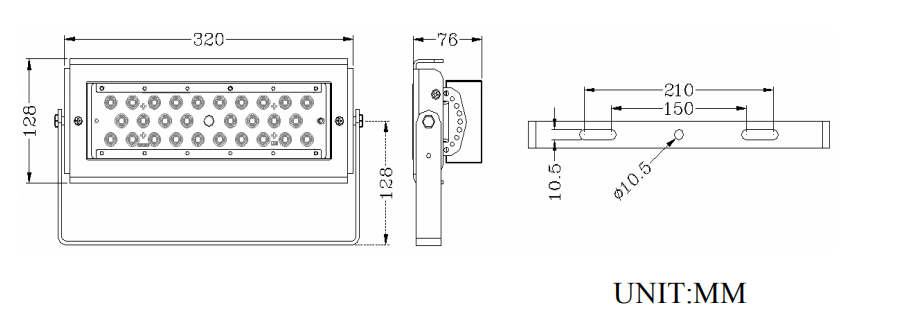 High Power 100W LED Modular Flood Light Aluminum Housing For Warehouse Lighting 3000-6500K 3